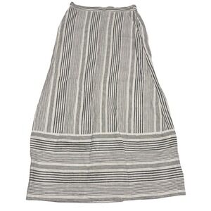 Womens 100% Linen Pinstripe Maxi Skirt S Office Sustainable Capsule Coastal